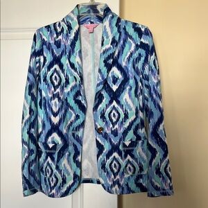 Lilly Pulitzer Aqua and Navy Ikat Blazer